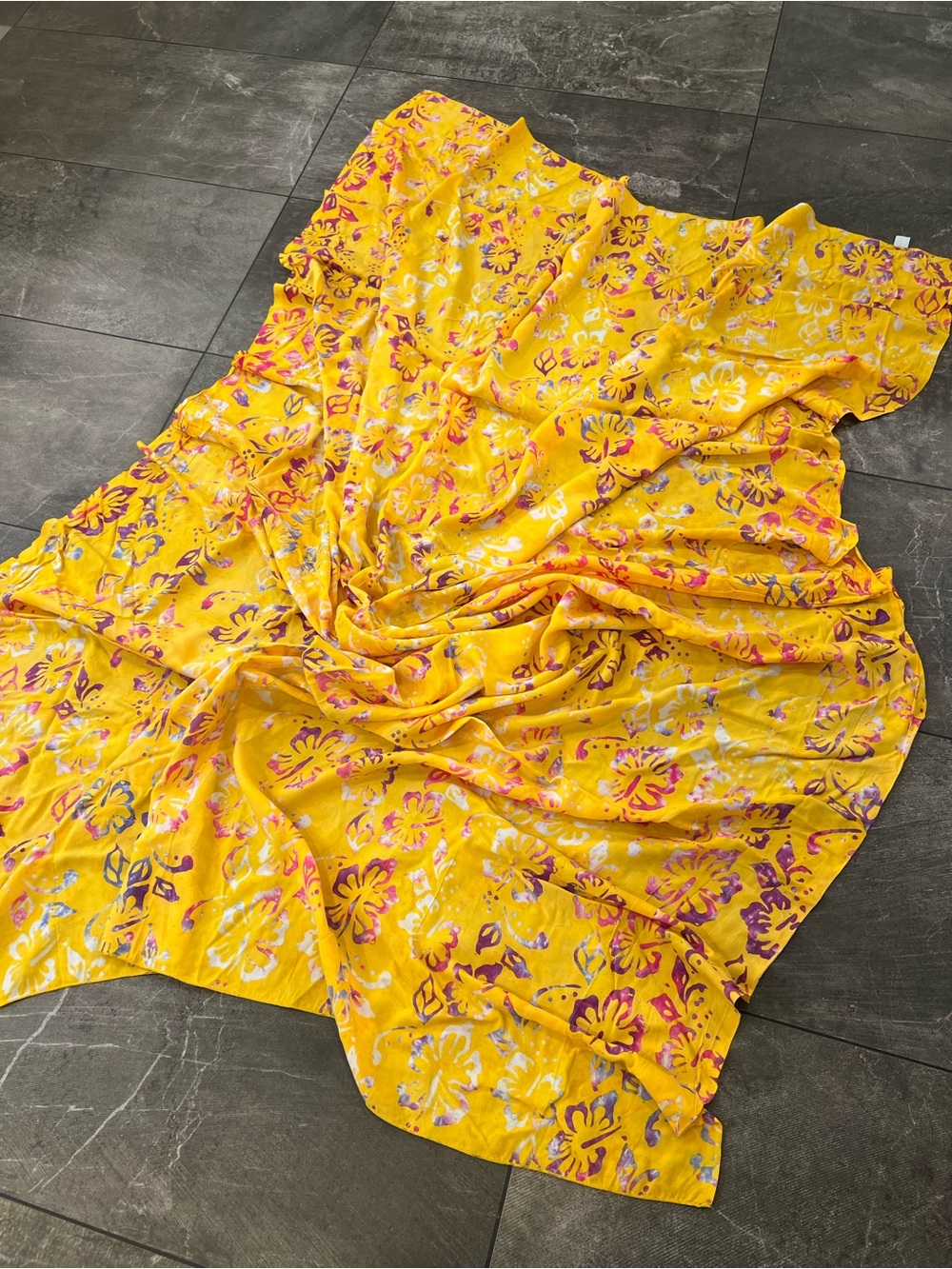 New! Bright Yellow Floral cover up scarf